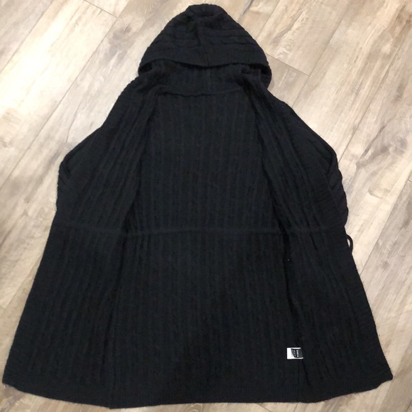 NWOT! - SHEIN Open Placket Long Cable Knit Cardi w/Hood & Tie Front - Picture 5 of 6